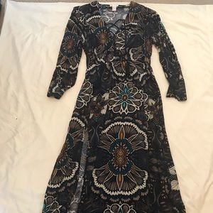 Multi-Color Maxi Dress with High Split